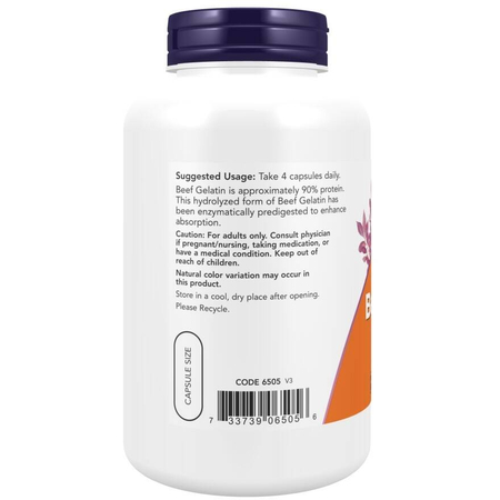 Now Foods Beef Gelatin 550 mg 200 kapsúl