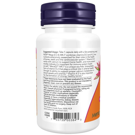 Now Foods Mega D-3 5000 iu MK-7 180 mcg 60 veg kapsúl