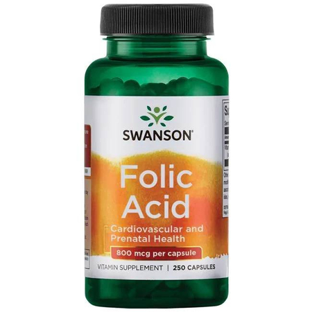 Swanson Kyselina Listová 800 mcg 250 kapsúl