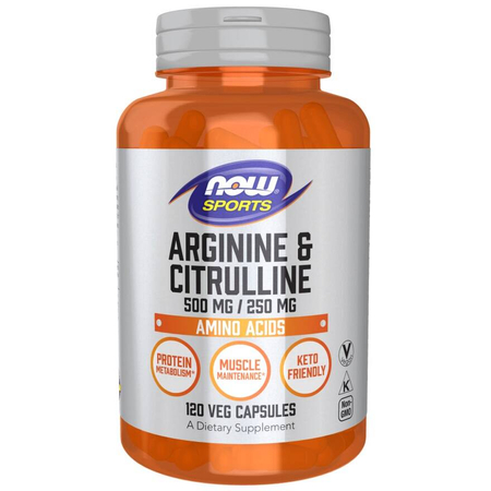 Now Foods Arginine 500 mg Citrulline 250 mg 120 veg kapsúl