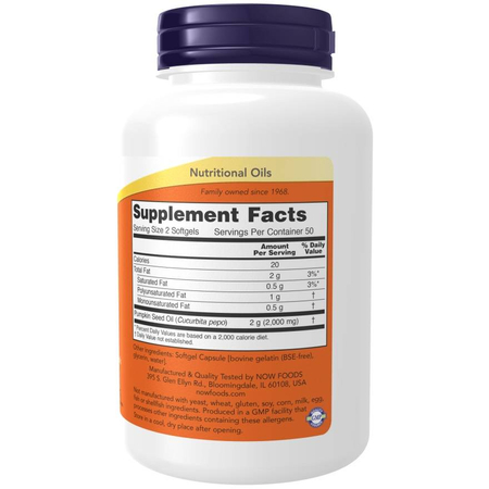 Now Foods Pumpkin Seed Oil 1000 mg 100 kapsúl
