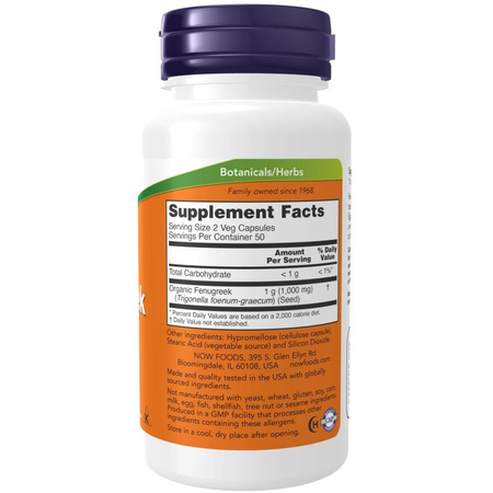 Now Foods Senovka Grécka (Fenugreek) 500 mg 100 kapsúl