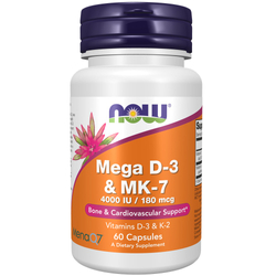Now Foods Vitamín D3 4000 iu + K2 MK7 180 mcg 60 veg kapsúl