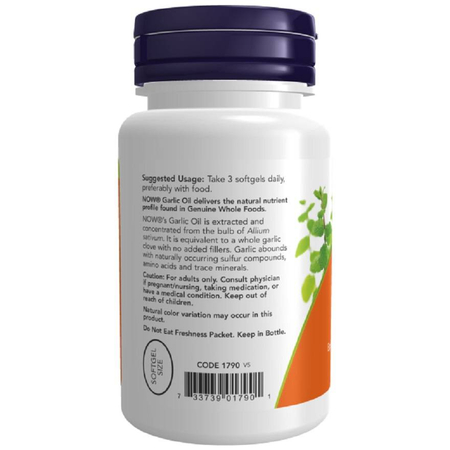 Now Foods Olej z Česnaku (Garlic Oil) 1500 mg 100 kapsúl