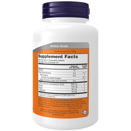Now Foods GABA Orange Flavor Chewable 90 tabliet