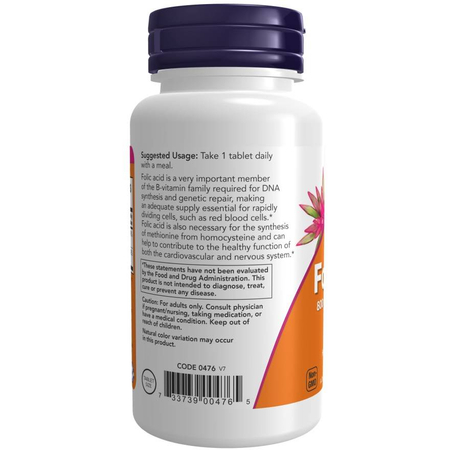 Now Foods Kyselina Listová 800 mcg 250 tabliet