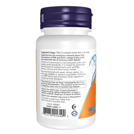 Now Foods Omega-3 Fish Oil Molecularly Distilled 100 kapsúl