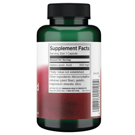 Swanson Kyselina Alfa Lipoová 300 mg 120 kapsúl
