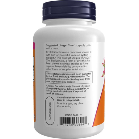 Now Foods C-1000 Zinc Immune 90 kapsúl