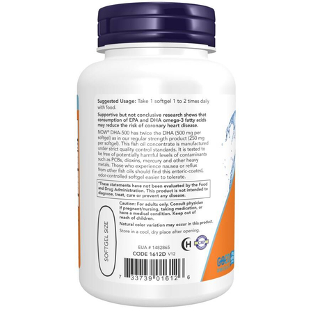 Now Foods DHA-500 Fish Oil Double Strength 90 kapsúl