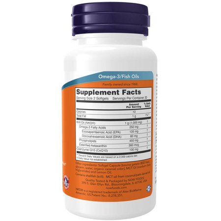 Now Foods Krillový Olej a Koenzym Q10 60 kapsúl