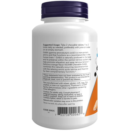 Now Foods GABA Orange Flavor Chewable 90 tabliet