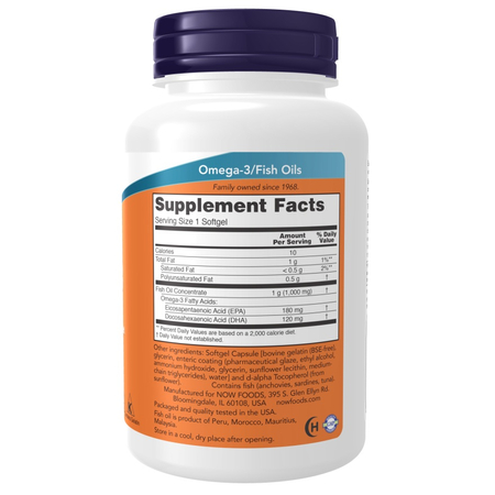 Now Foods Omega-3 Molecularly Distilled Enteric Coated 180 kapsúl