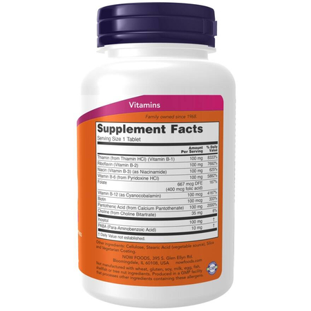 Now Foods Vitamin B-100 Complex Predĺžené Uvoľnenie 100 tabliet