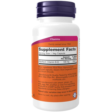 Now Foods Vitamín B2 (Riboflavin) 100 mg 100 kapsúl