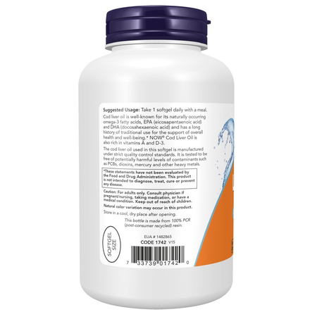 Now Foods Cod Liver Oil 650 mg 250 kapsúl
