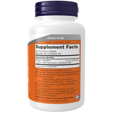 Now Foods Acetyl-L-Carnitine 750 mg 90 tabliet