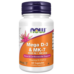 Now Foods Mega D-3 5000 iu MK-7 180 mcg 60 veg kapsúl