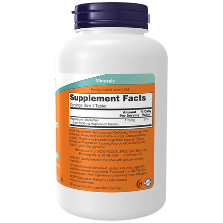 Now Foods Magnesium Malate 1000 mg 180 tabliet