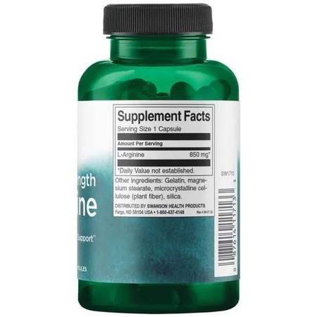 Swanson Maximum Strength L-Arginine 850 mg 90 kapsúl