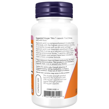 Now Foods Hyaluronic Acid 100 mg Double Strength 120 kapsúl