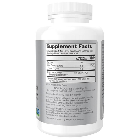 Now Foods D-Ribose Powder 227 g