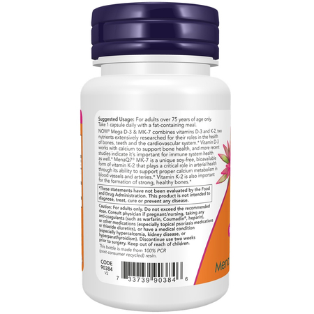 Now Foods Vitamín D3 4000 iu + K2 MK7 180 mcg 60 veg kapsúl