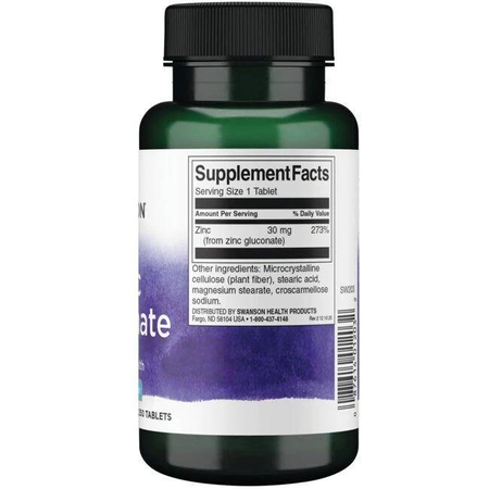 Swanson Zinc Gluconate 30 mg 250 tabliet